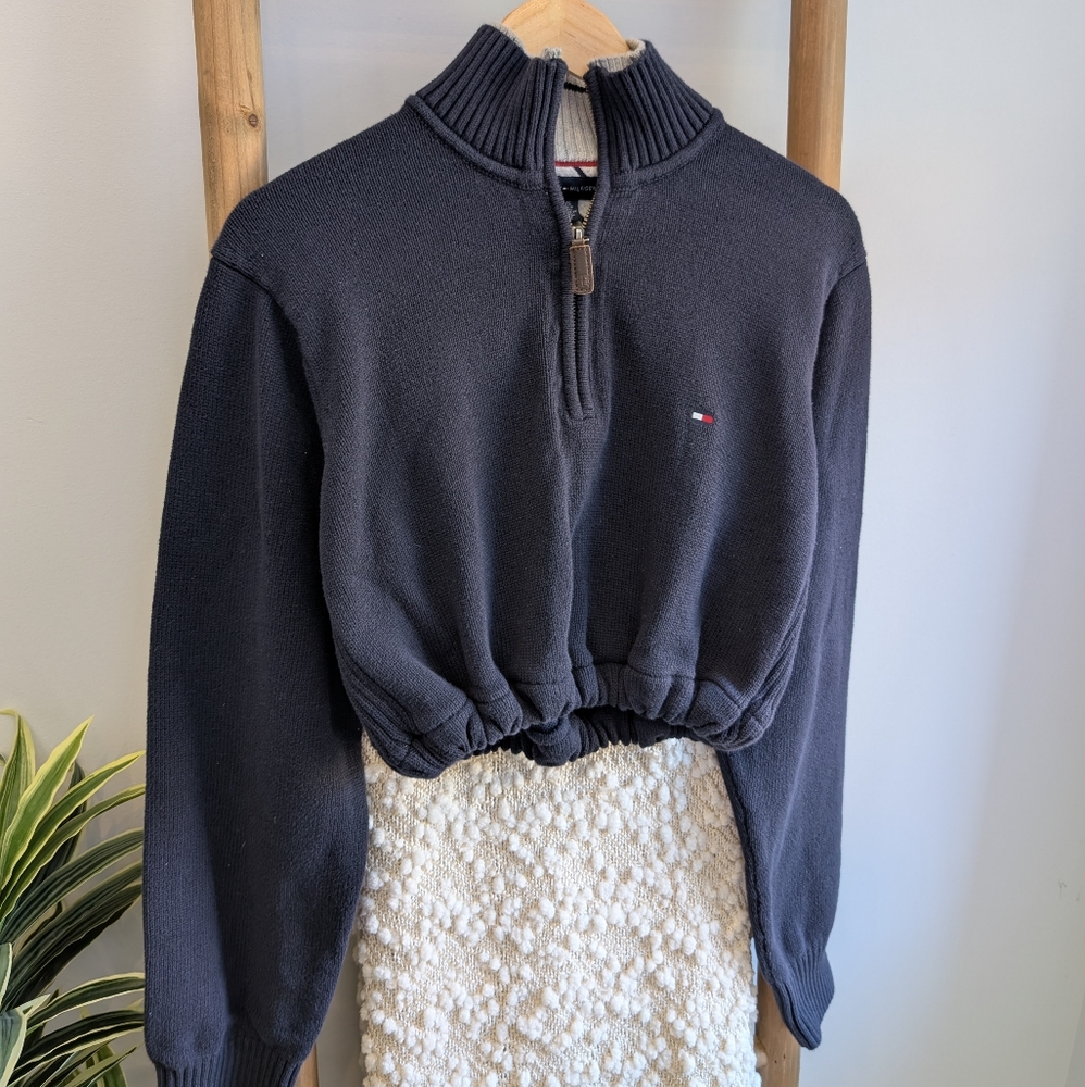 Cropped Tommy Hilfiger Quarter Zip Sweater